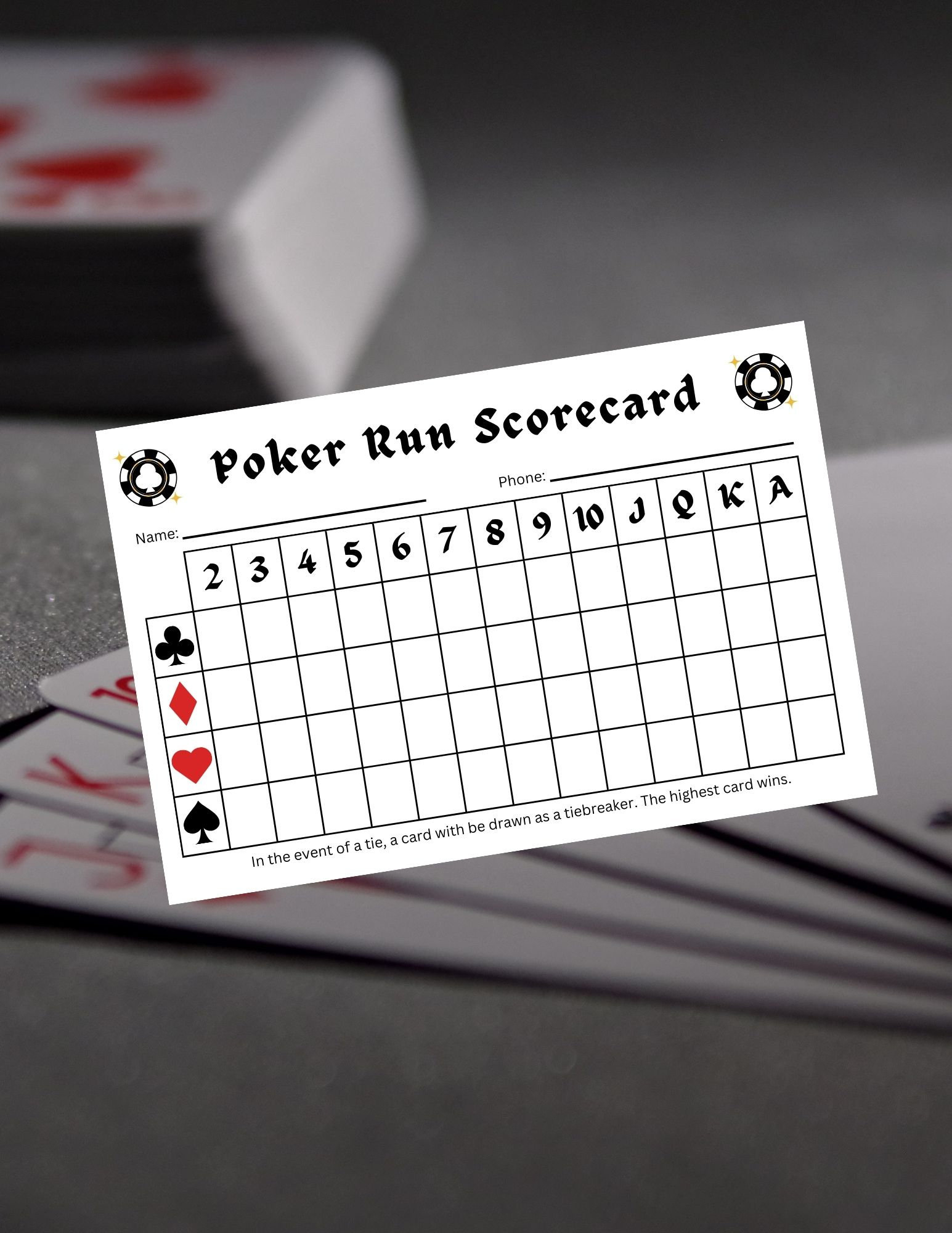 Poker Run Score Template - Etsy with Free Printable Poker Run Sheets