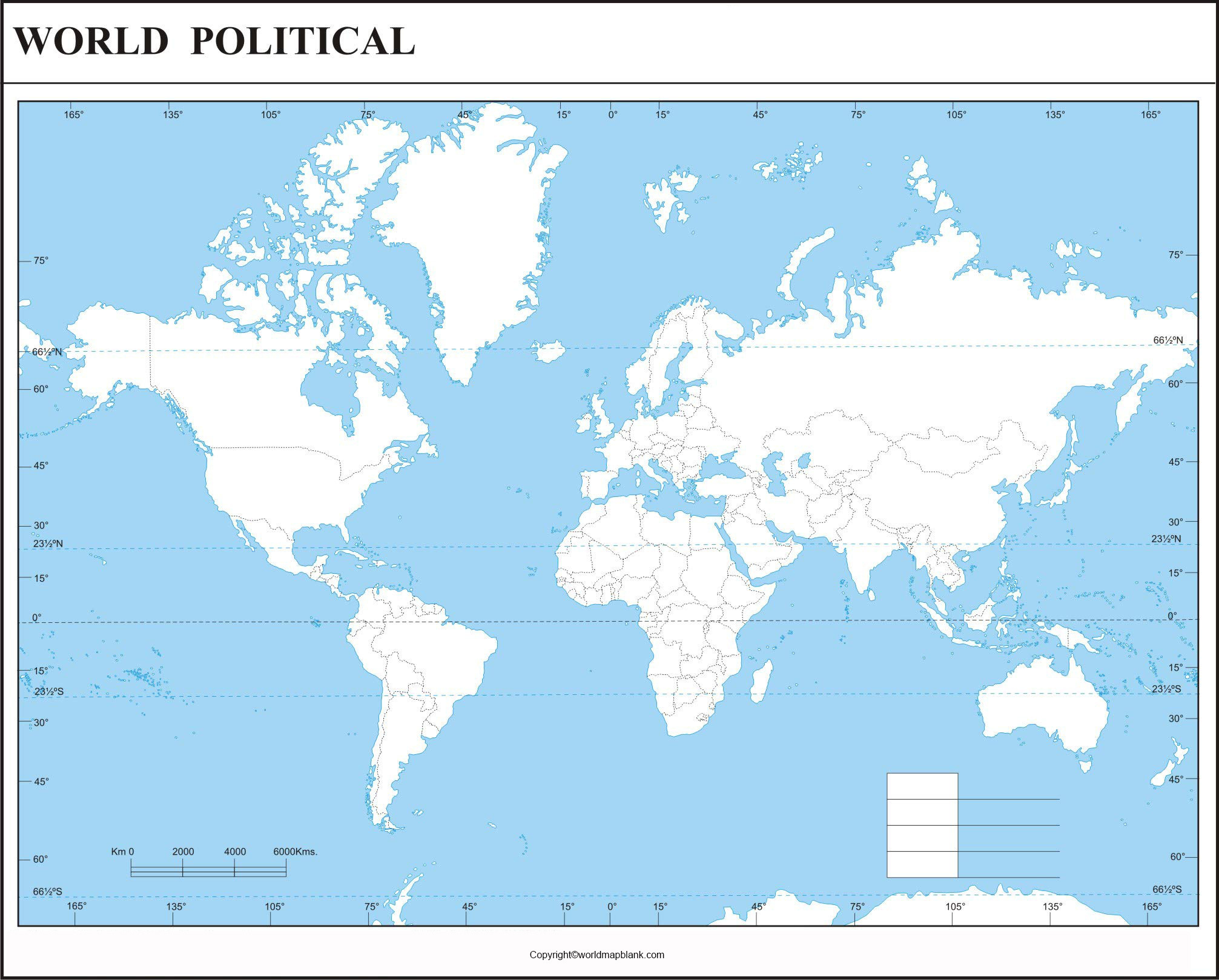 Politische Weltkarte Zum Ausdrucken – Kostenloser Download in Free Printable Blank World Map Download