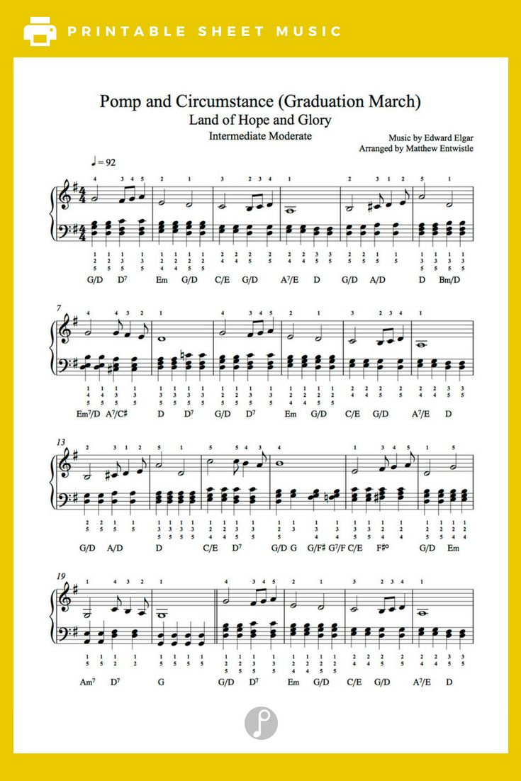 Pomp And Circumstance (Graduation March)Edward Elgar Sheet in Free Printable Sheet Music Pomp And Circumstance