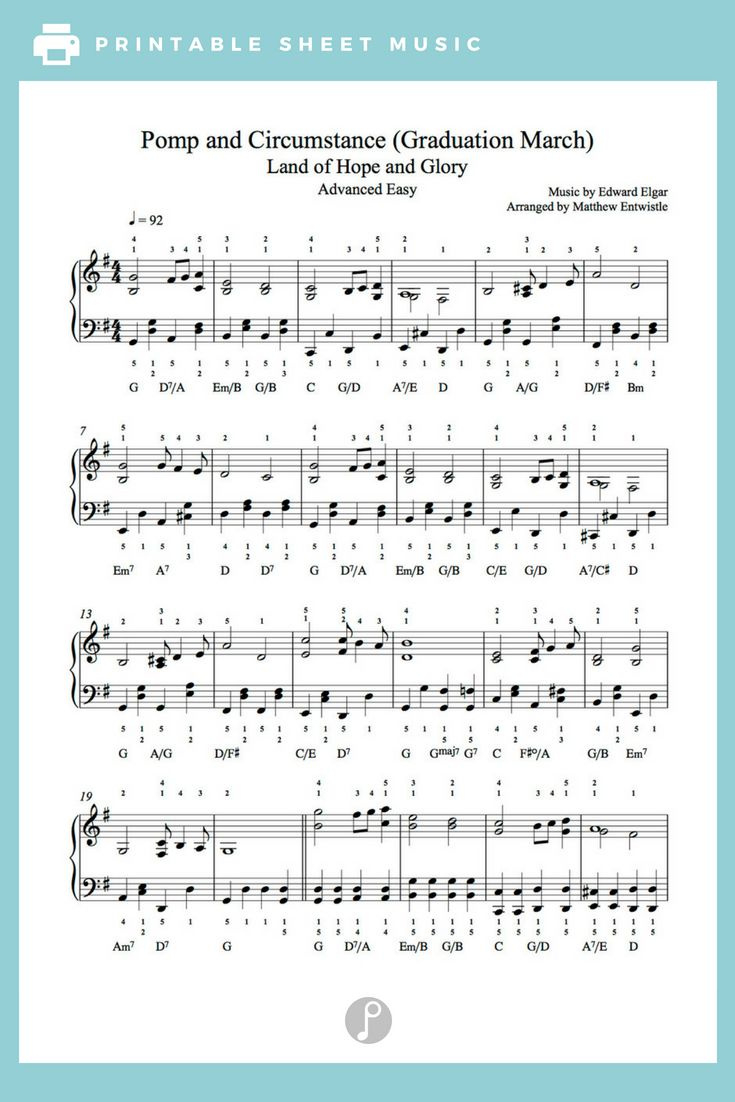 Pomp And Circumstance (Graduation March)Edward Elgar Sheet within Free Printable Sheet Music Pomp And Circumstance