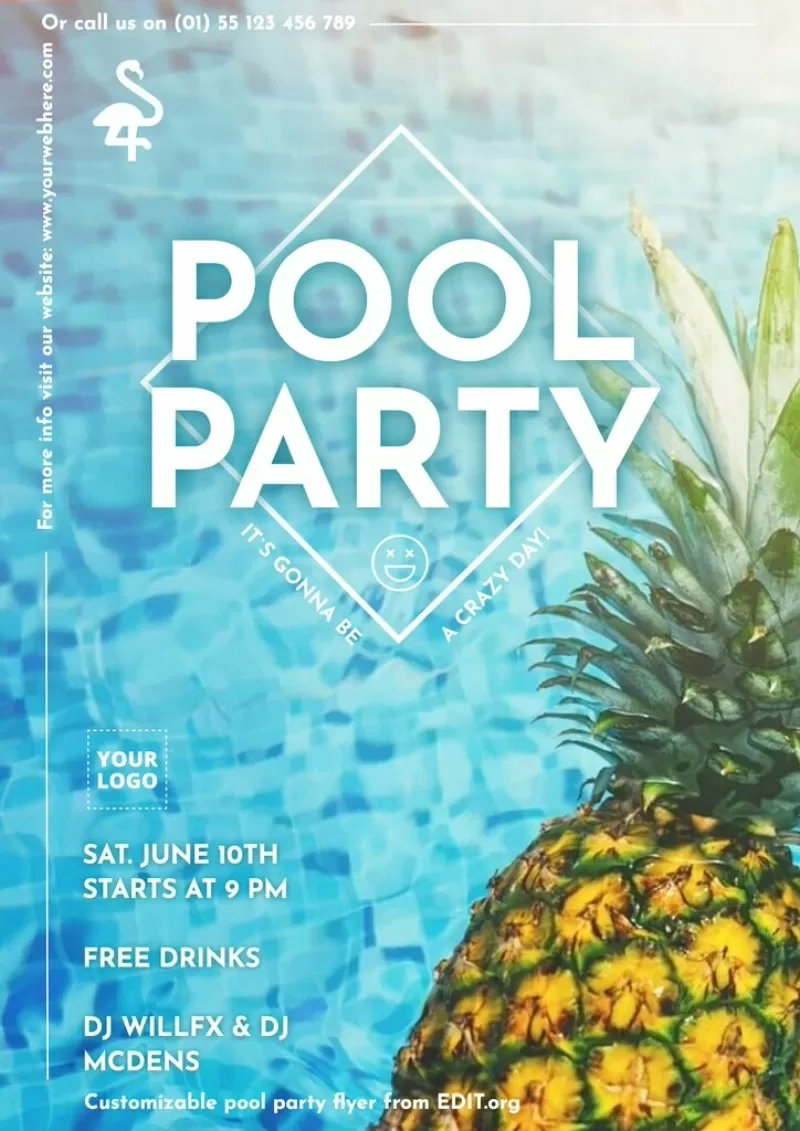Pool Party Invitation And Flyer Templates inside Pool Party Flyers Free Printable
