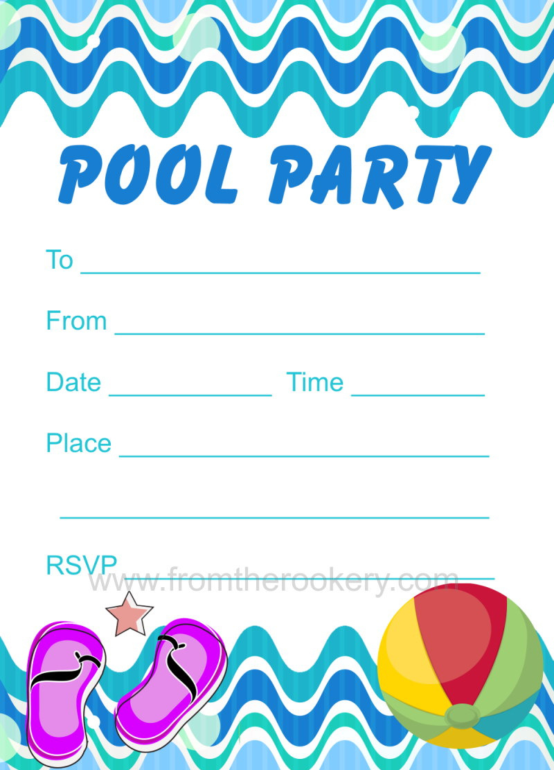 Pool Party Invitation regarding Free Printable Pool Party Birthday Invitations