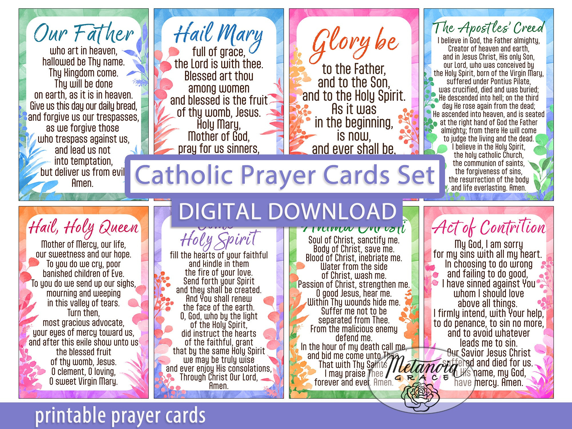 Popular Catholic Prayers, Traditional Prayer Cards, Printable pertaining to Free Printable Catholic Prayer Cards