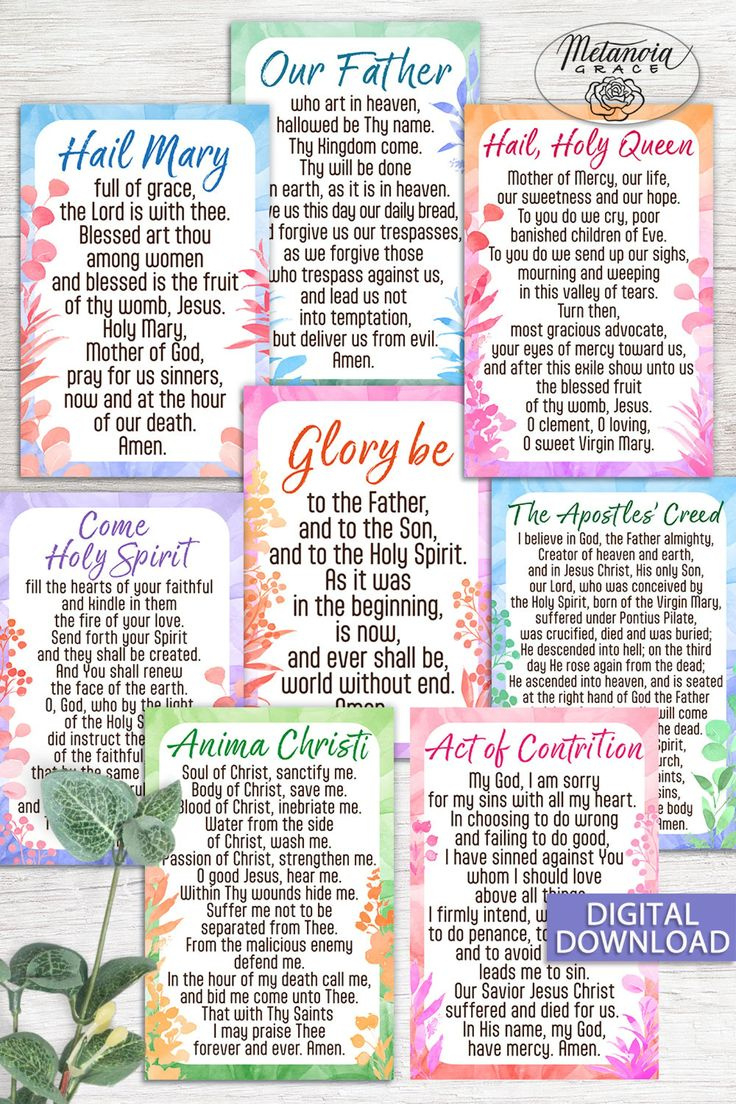 Popular Catholic Prayers, Traditional Prayer Cards, Printable regarding Free Printable Catholic Prayer Cards