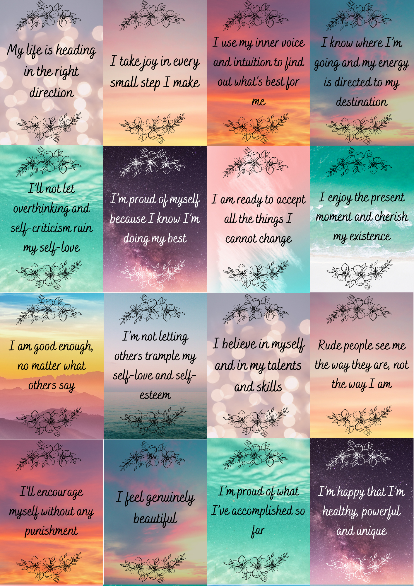 Positive Affirmation Cards for Free Printable Affirmation Cards