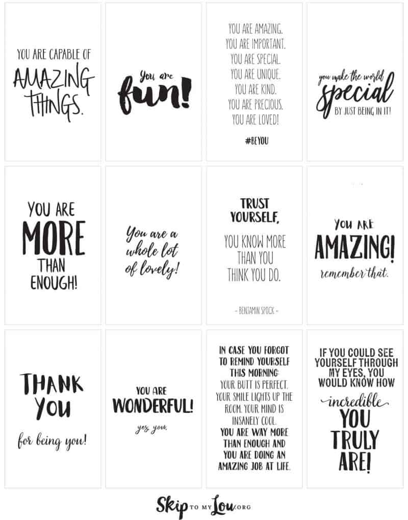 Positive Affirmations {Print And Share With Friends} | Skip To My Lou with Free Printable Affirmation Cards