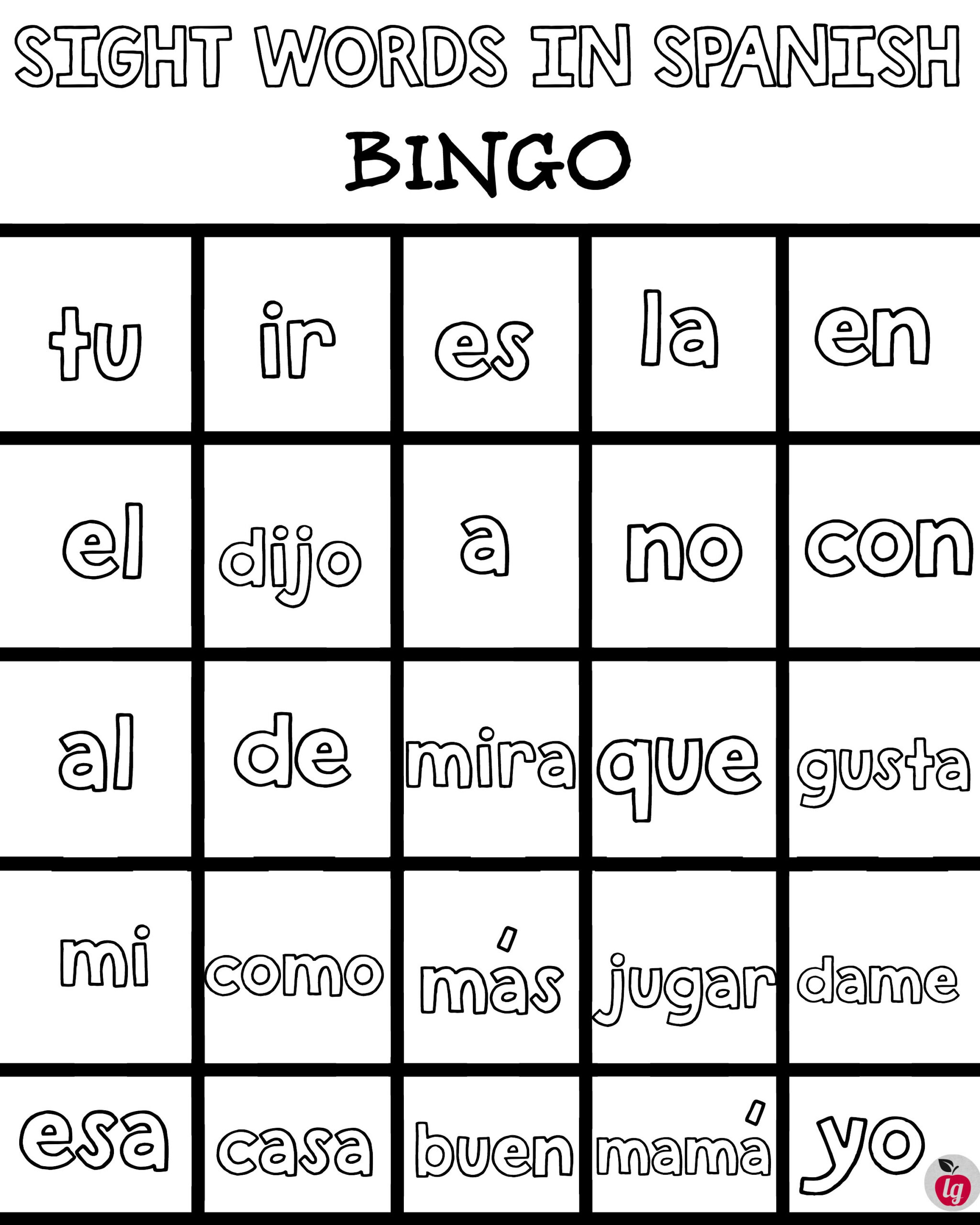 Practice Spanish Sight Words: Free Printable Bingo - Ladydeelg with Free Printable Spanish Bingo Cards