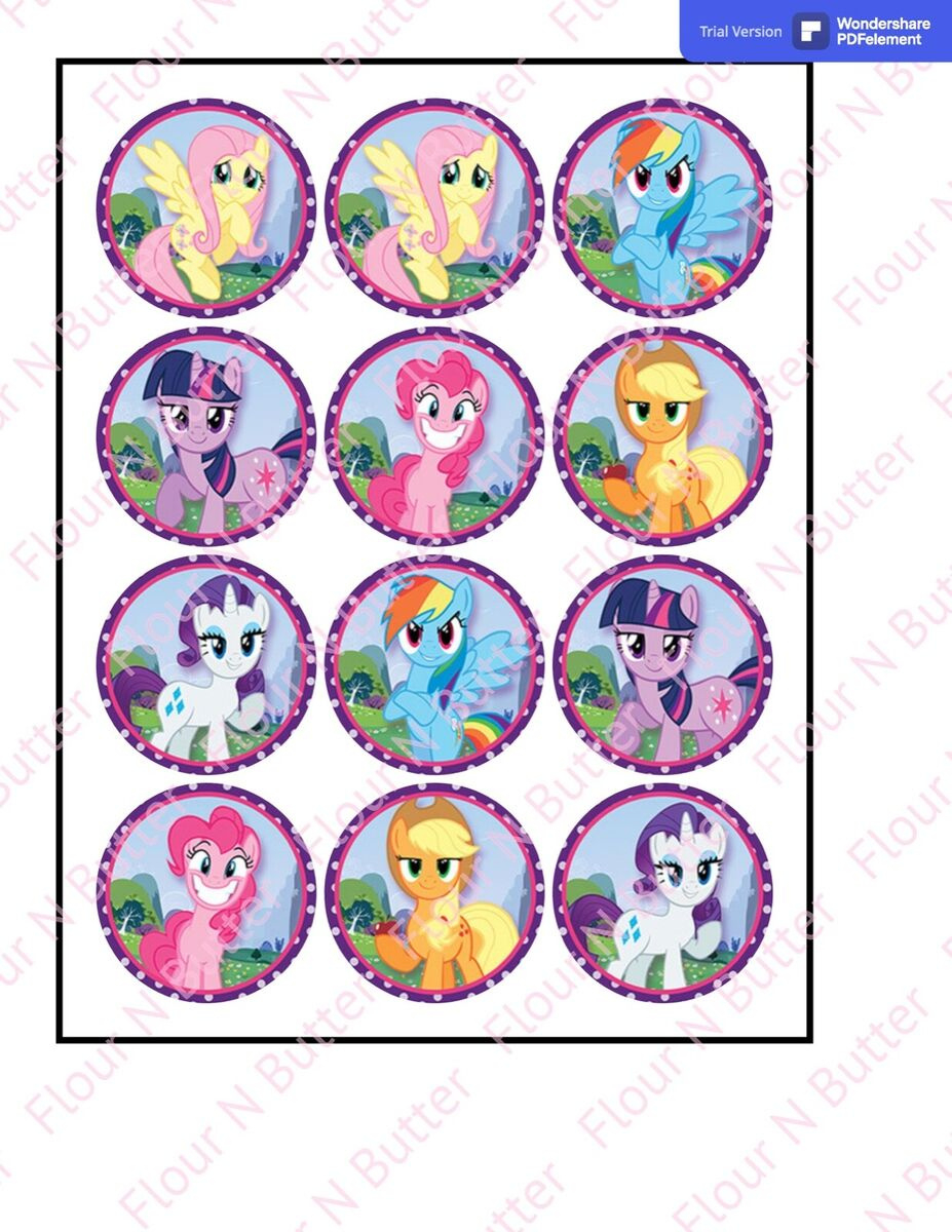 Pre Cut My Little Pony Cupcake Topper Edible Image | Ebay throughout Free Printable My Little Pony Cupcake Toppers