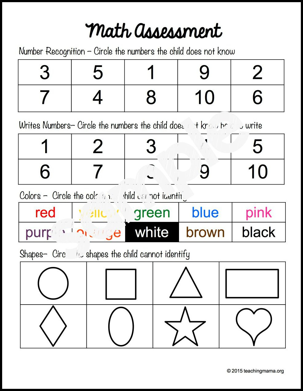 Preschool Assessment Forms - Teaching Mama inside Free Printable Pre K Assessment Forms
