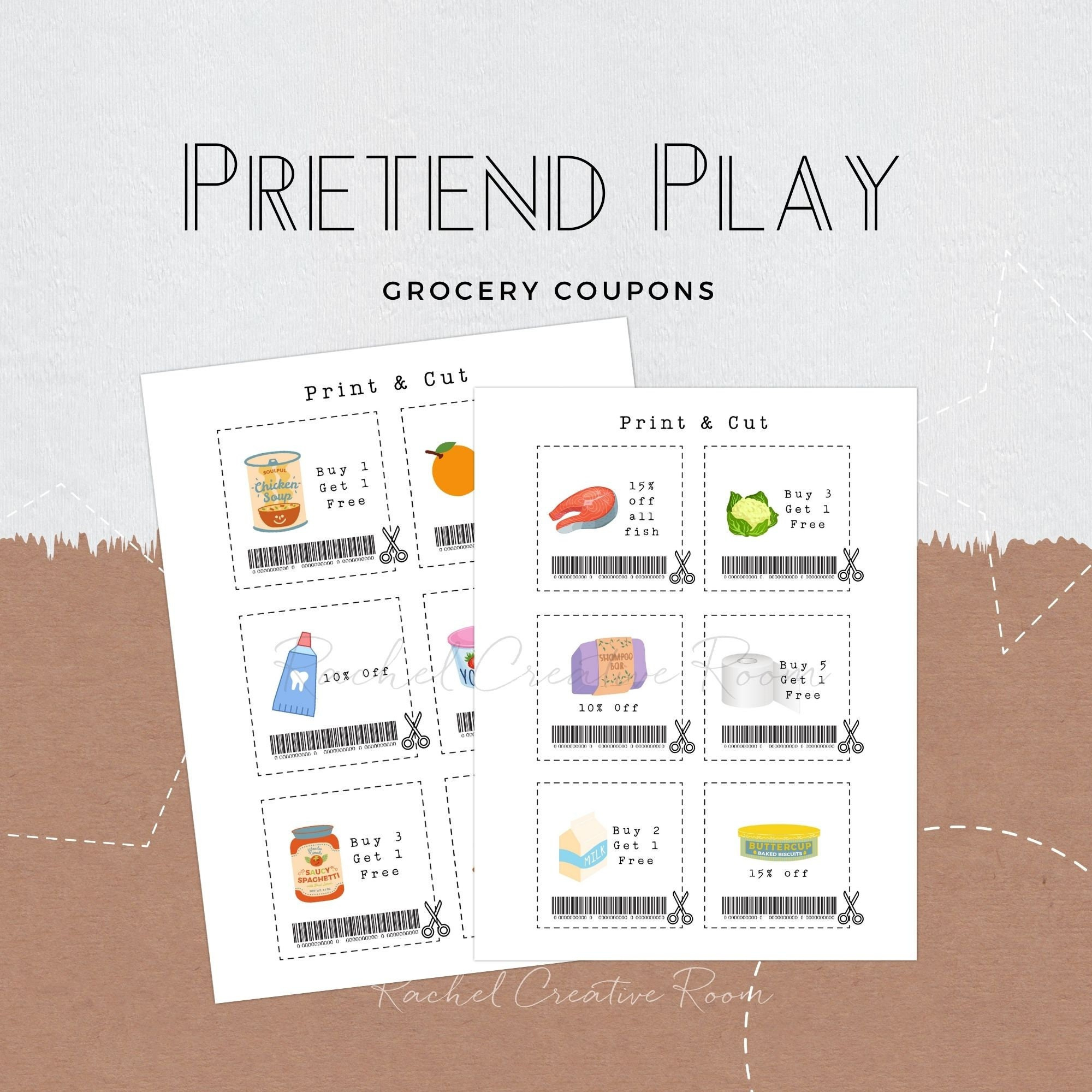 Pretend Play Coupons Grocery Store Printables Instant Download within Free Online Printable Grocery Coupons Canada