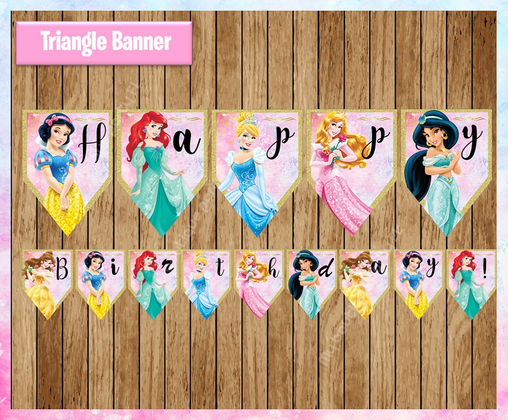 Princess Banner, Printable Princess Triangle Banner, Princess throughout Free Printable Princess Birthday Banner