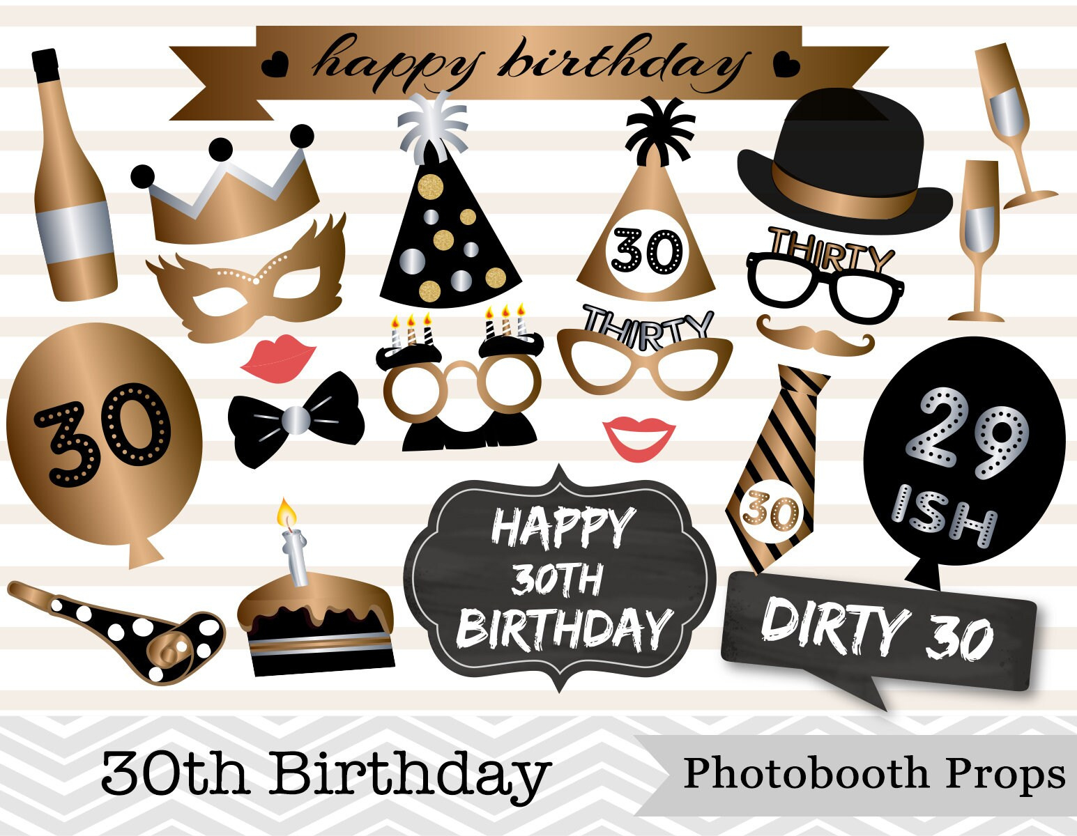 Printable 30Th Birthday Photo Booth Props, Happy 30Th Birthday with Free Printable 30Th Birthday Photo Booth Props