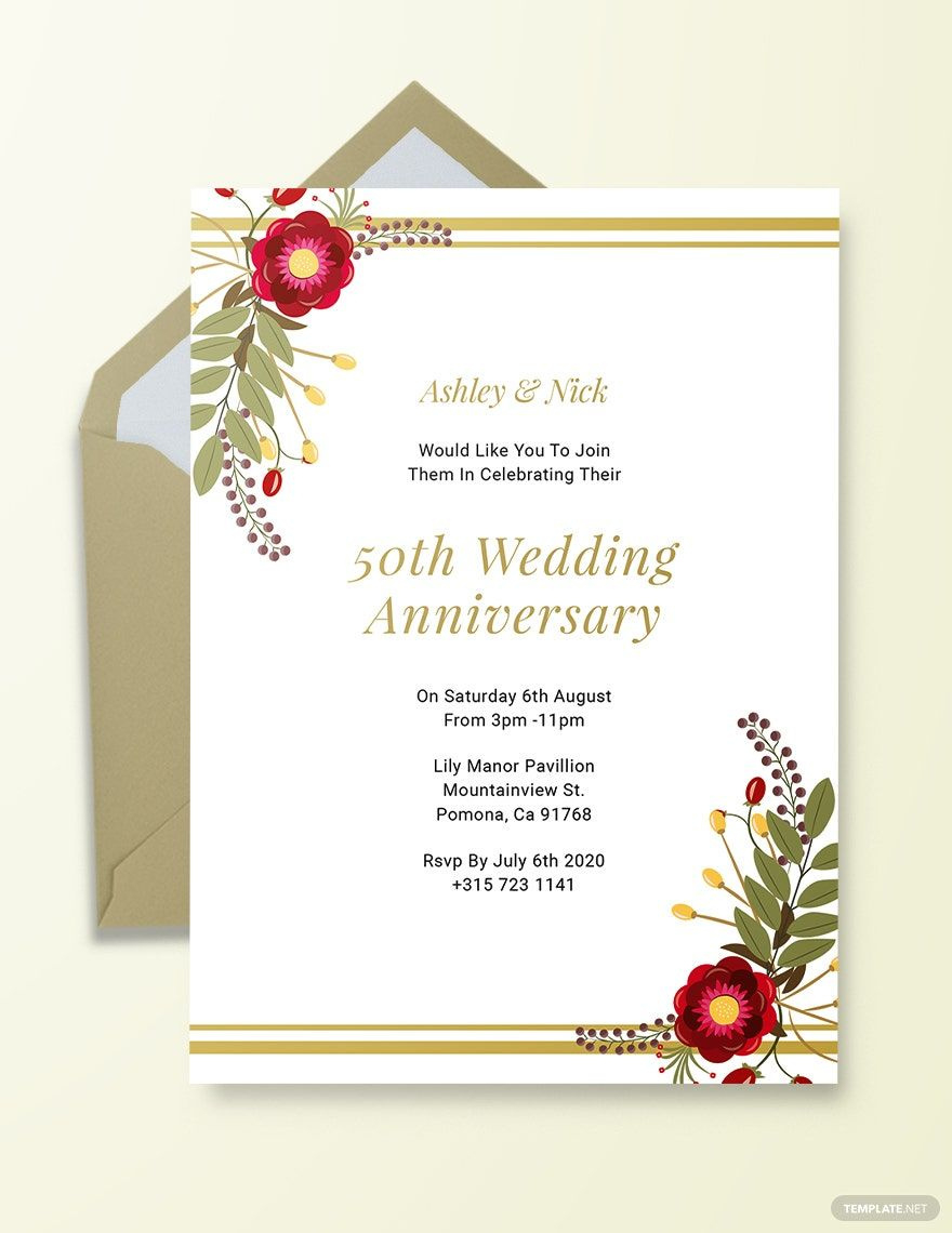 Printable 50Th Wedding Anniversary Invitation Template In Psd with Free 50Th Anniversary Printables