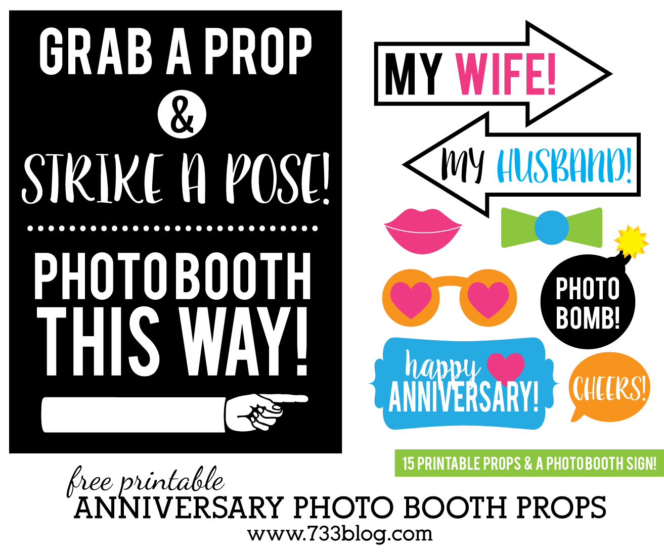 Printable Anniversary Photo Booth Props - Inspiration Made Simple within Free Printable Photo Booth Sign