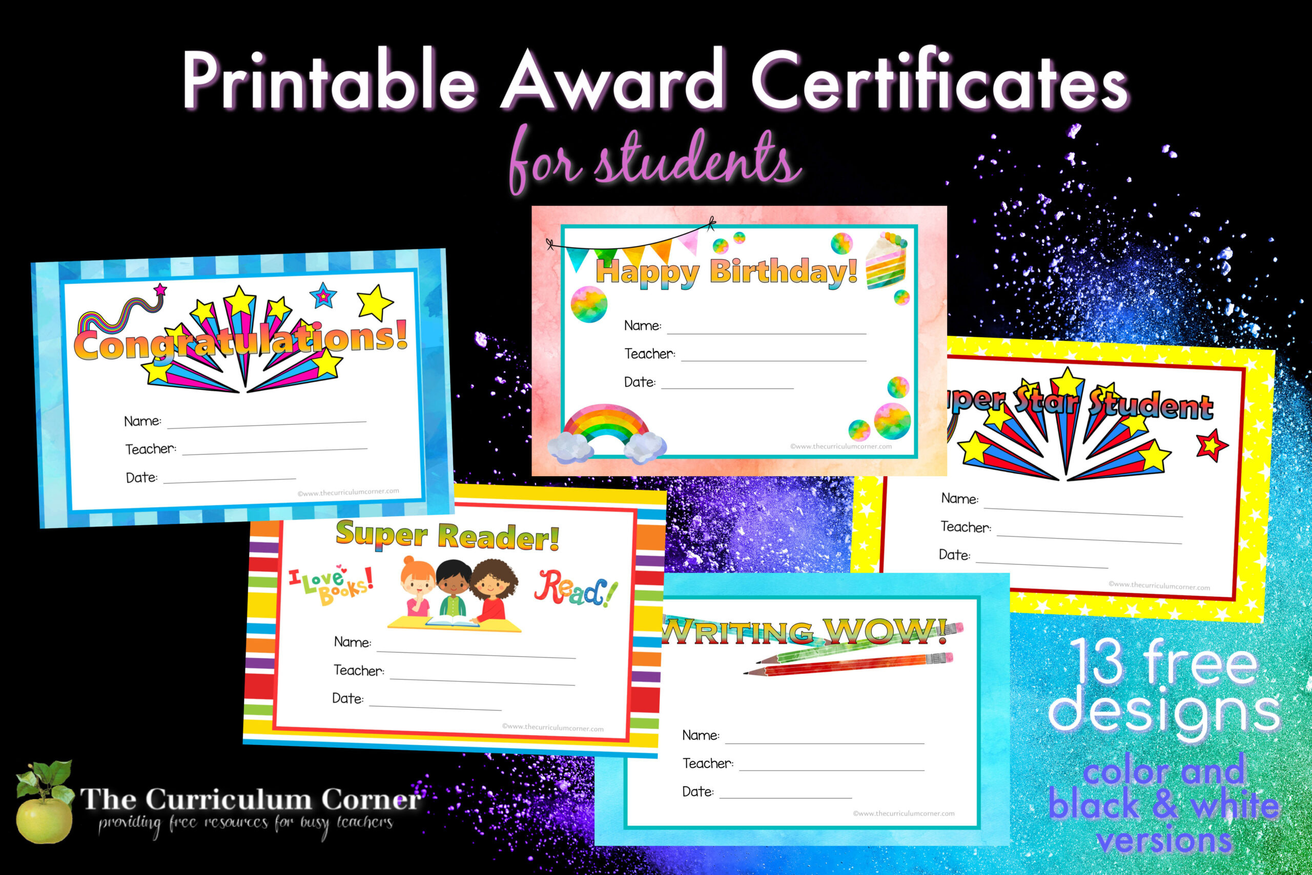 Printable Award Certificates - The Curriculum Corner 123 in Free Printable Award Certificates For Elementary Students