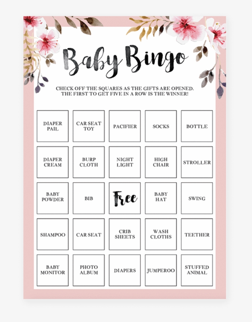 Printable Baby Girl Shower Bingo Cards With Pink Flowers - Free throughout Baby Bingo Game Free Printable