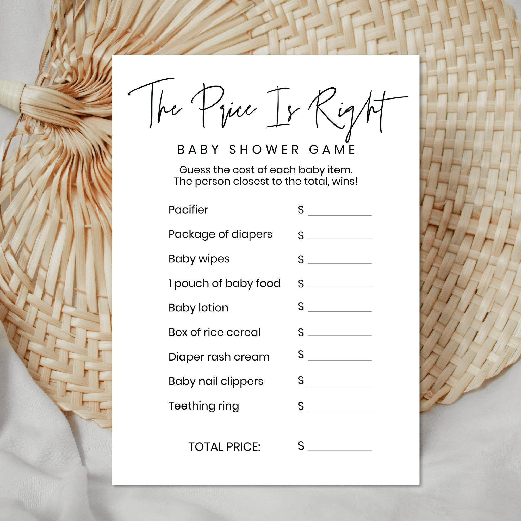 Printable Baby Shower The Price Is Right Game - Minimalist Theme intended for Free Printable Price Is Right Baby Shower Game