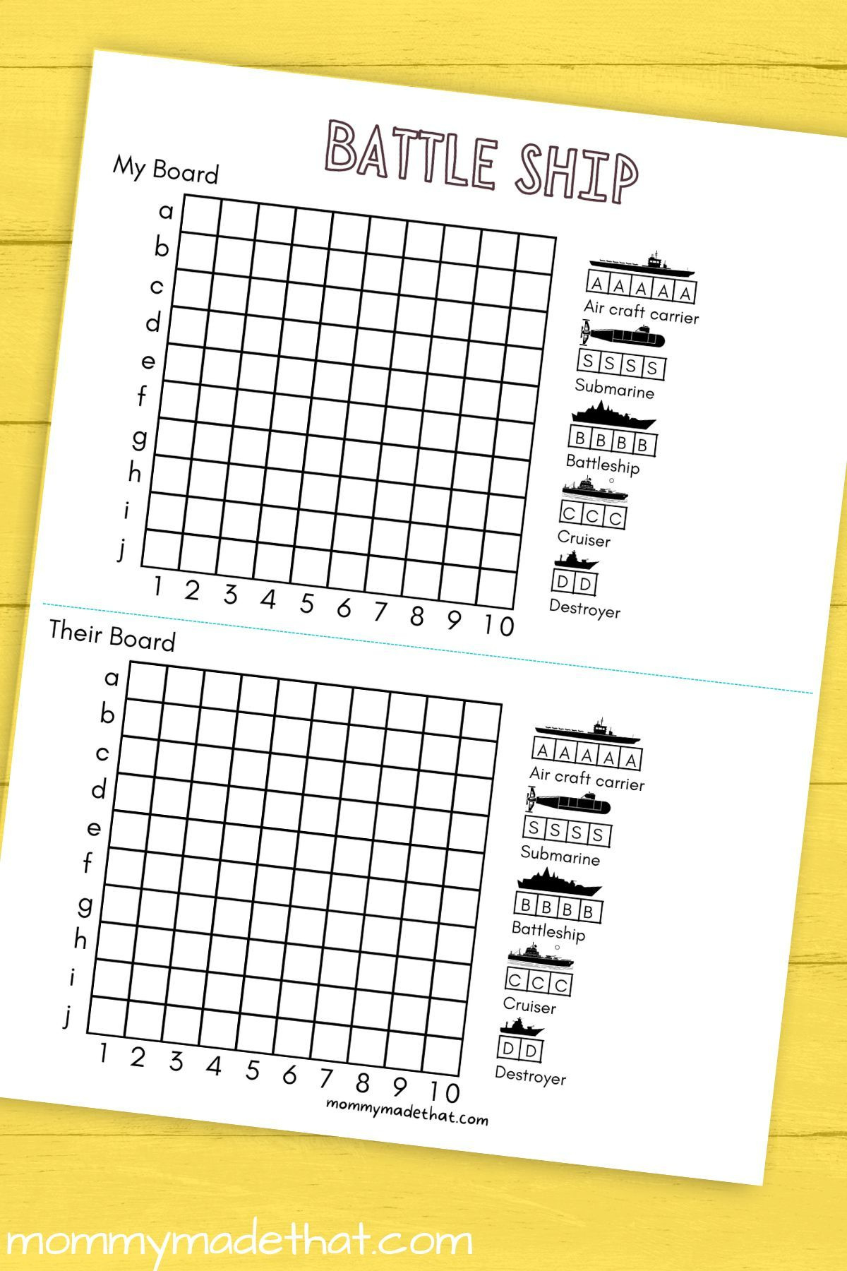 Printable Battleship Game (Free Printable Game Boards) within Free Printable Battleship Game