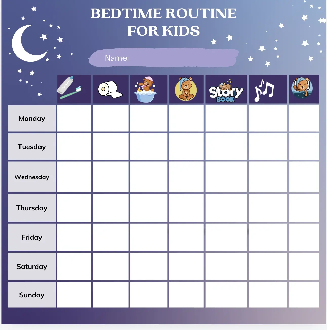 Printable Bedtime Routine Charts For Kids pertaining to Free Printable Bedtime Routine Chart