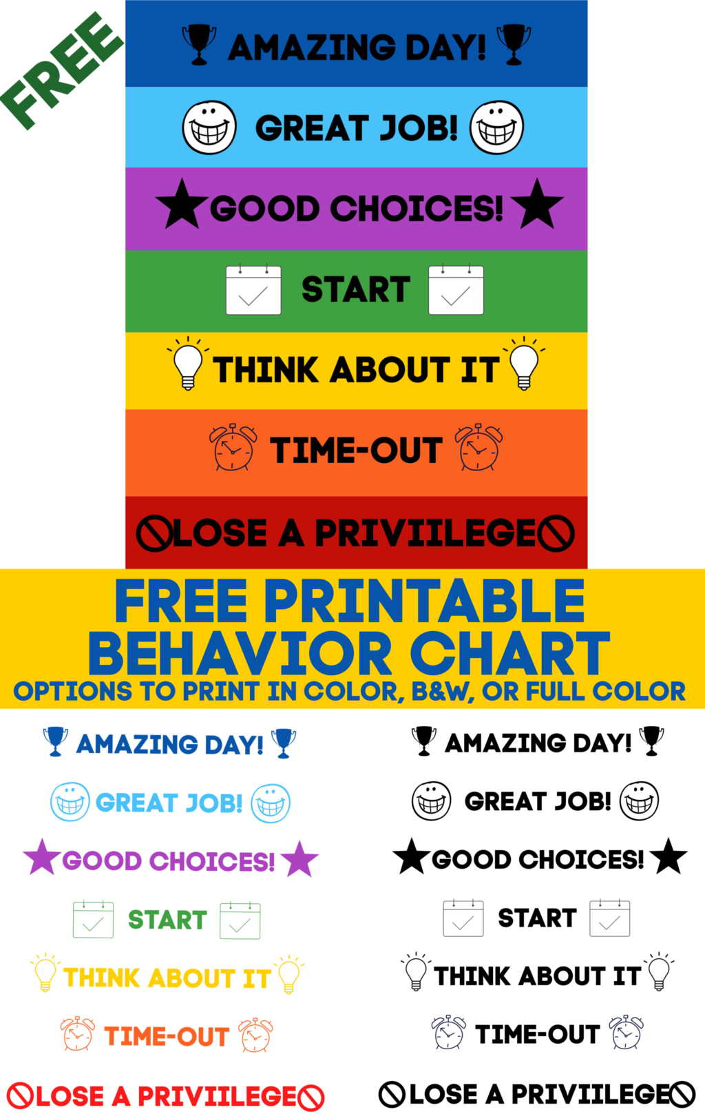 Printable Behavior Chart (Free Download) + 10 More Free Printables pertaining to Free Printable Behavior Charts