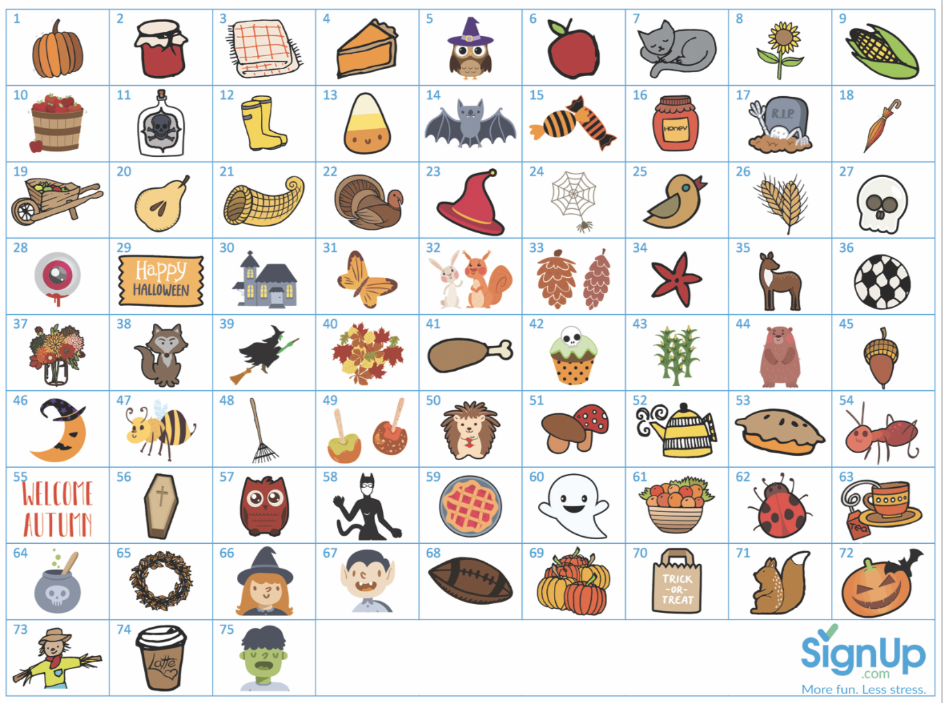 Printable Bingo Cards: Fun Fall Classroom Party Activity | Signup within Free Printable Bingo Chips