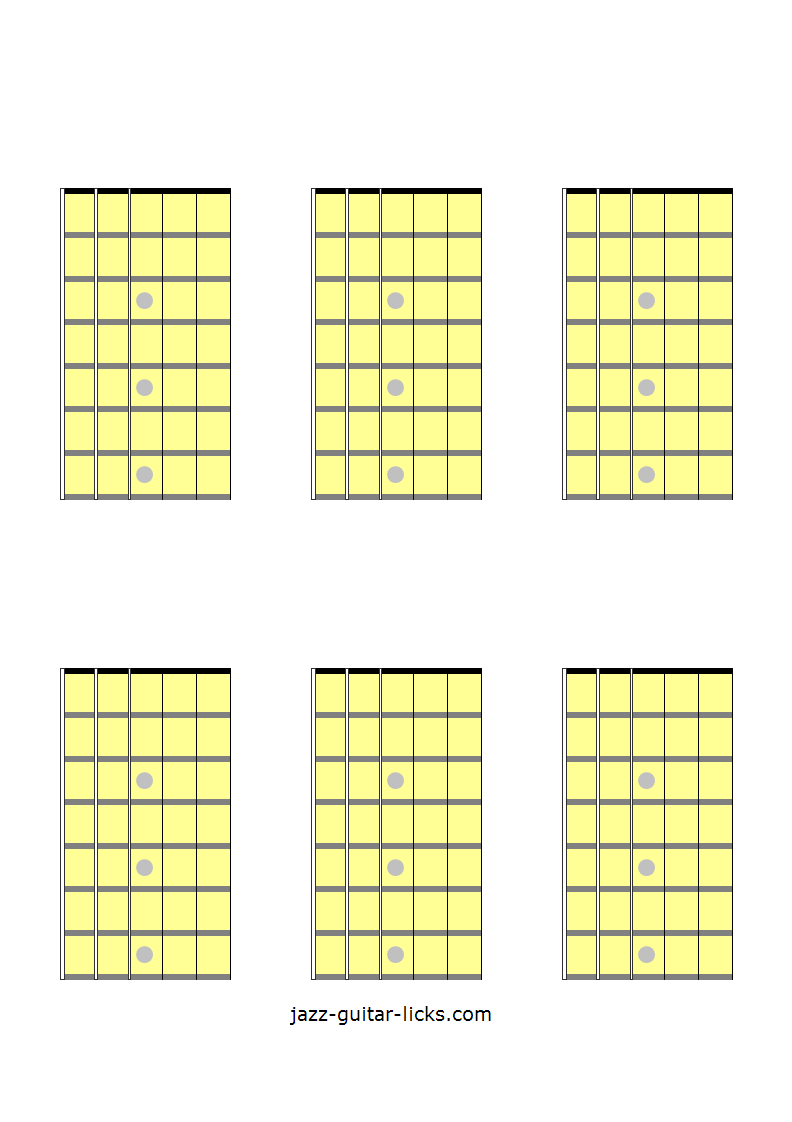 Printable Blank Guitar Neck Diagrams - Chord & Scale Charts in Free Printable Blank Guitar Chord Charts