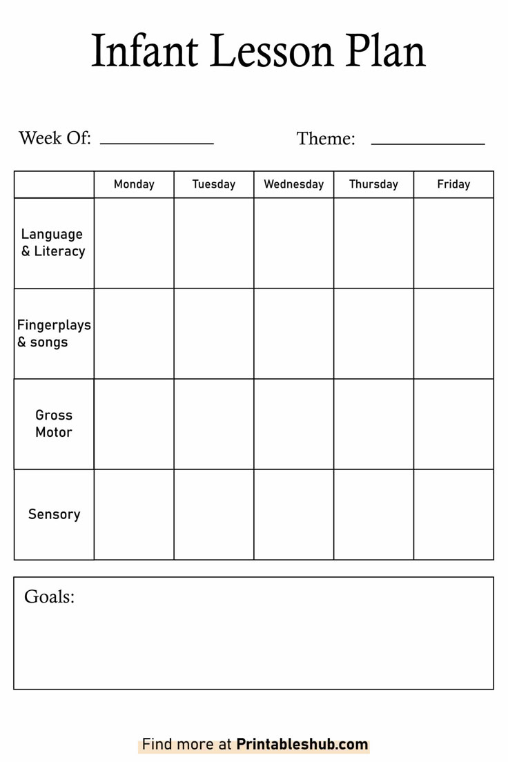 Printable Blank Infant Lesson Plan Template Pdf with regard to Free Printable Infant Lesson Plans