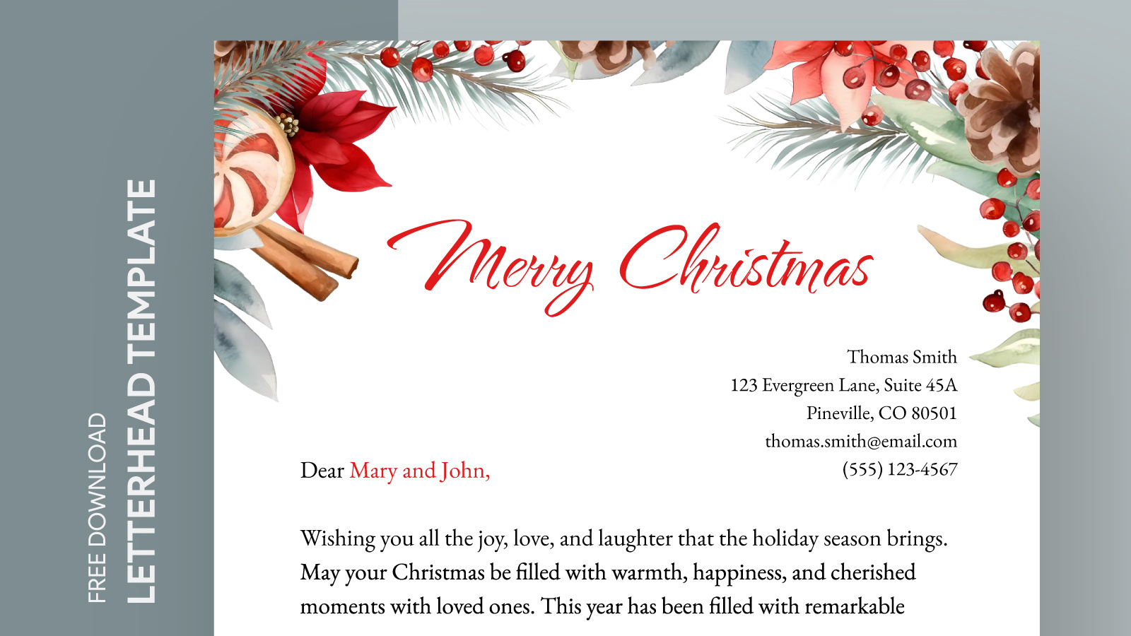 Printable Christmas Letterhead Free Google Docs Template - Gdoc.io intended for Free Printable Christmas Letterhead