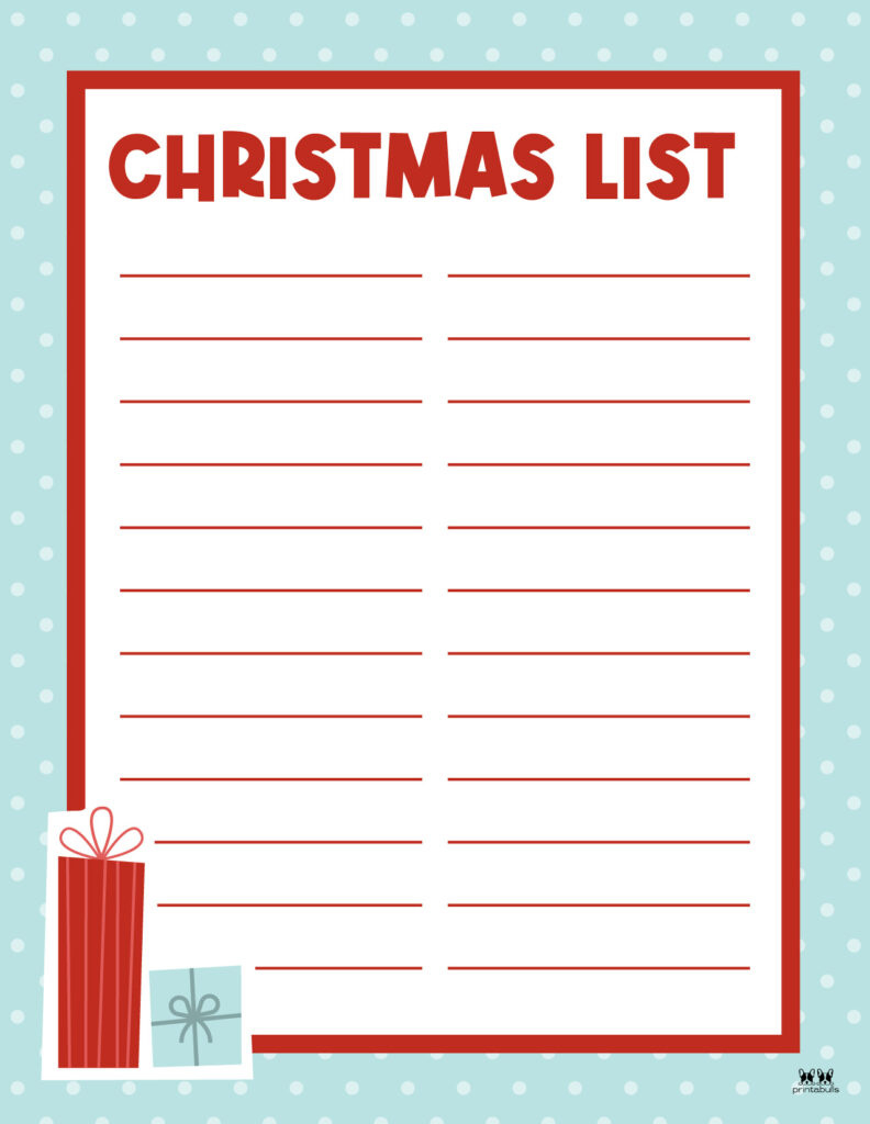 Printable Christmas Lists - 25 Free Printables | Printabulls for Free Printable Christmas List Maker