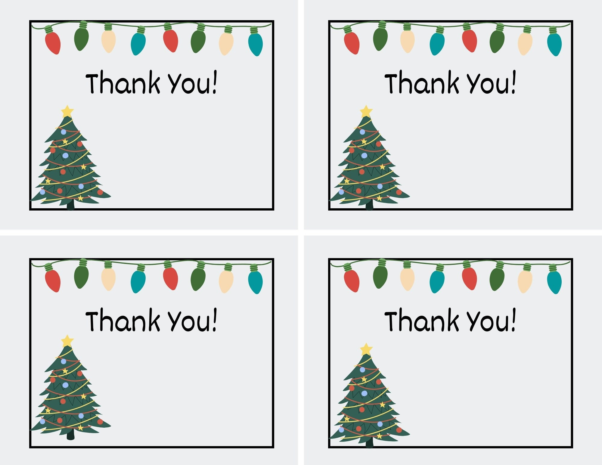 Printable Christmas Thank You Cards For Teachers, Students, Or within Free Printable Christmas Thank You Cards