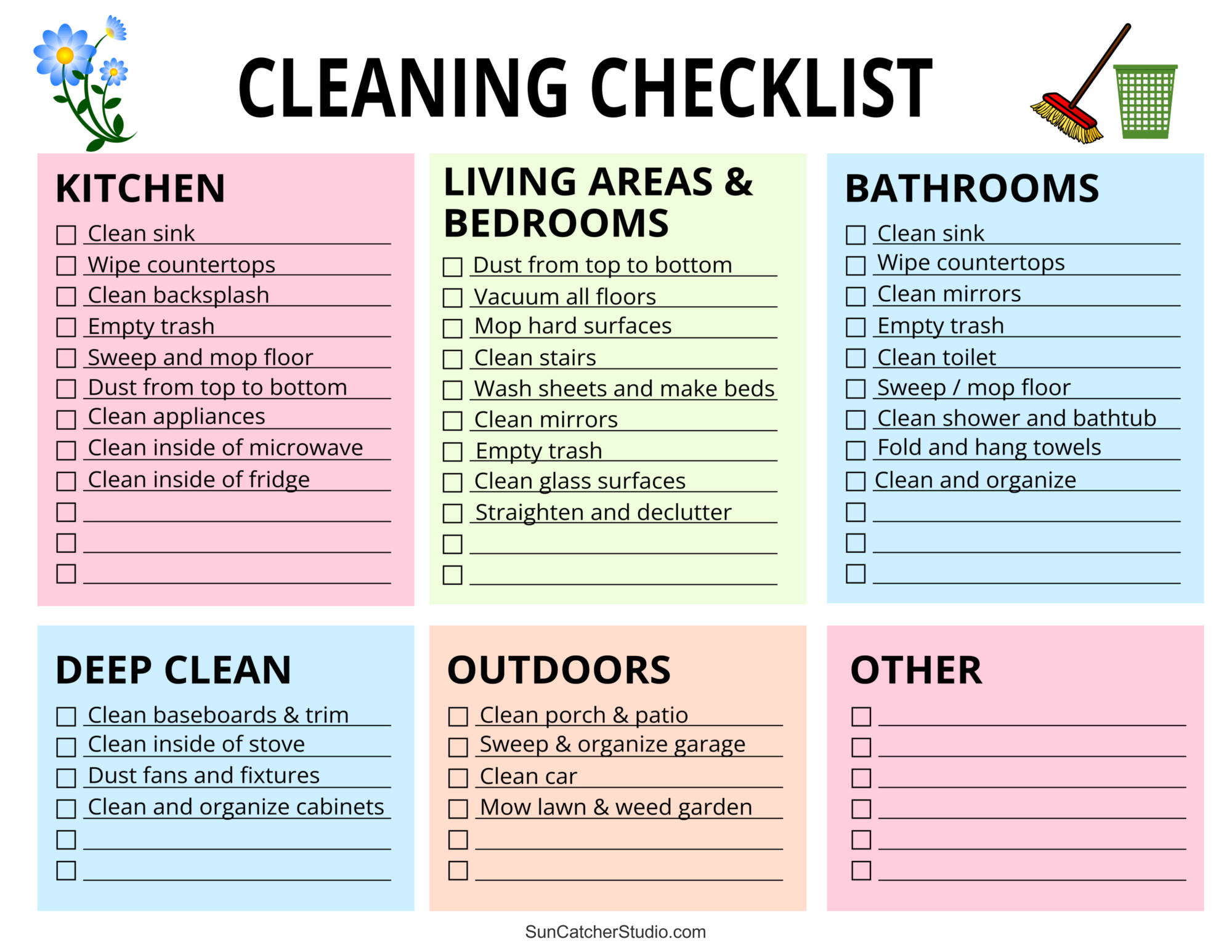 Printable Cleaning Schedule (Spring, Daily, & Weekly Checklists with regard to Free Printable Daily Cleaning Checklist