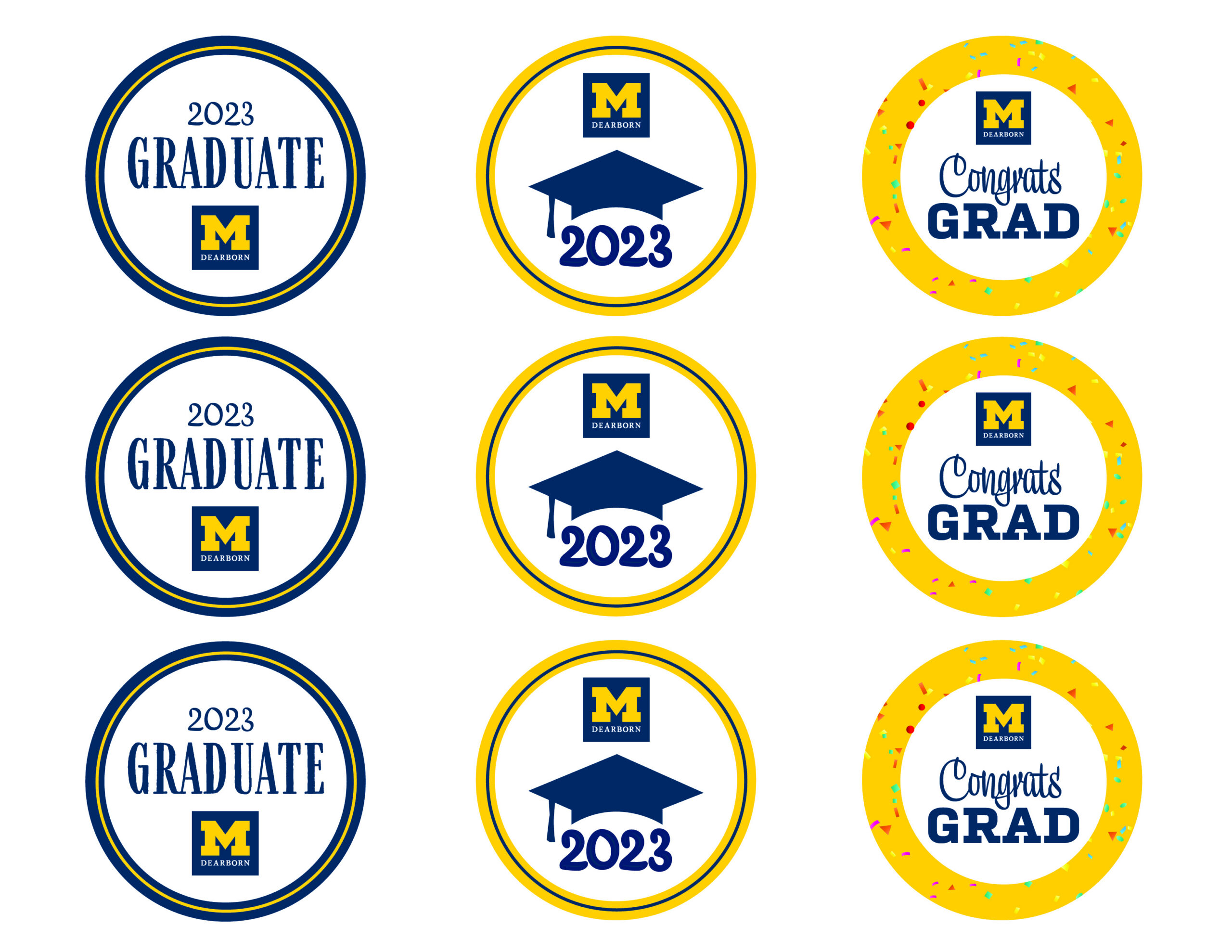 Printable Decorations | University Of Michigan-Dearborn inside Free Printable Graduation Cupcake Toppers