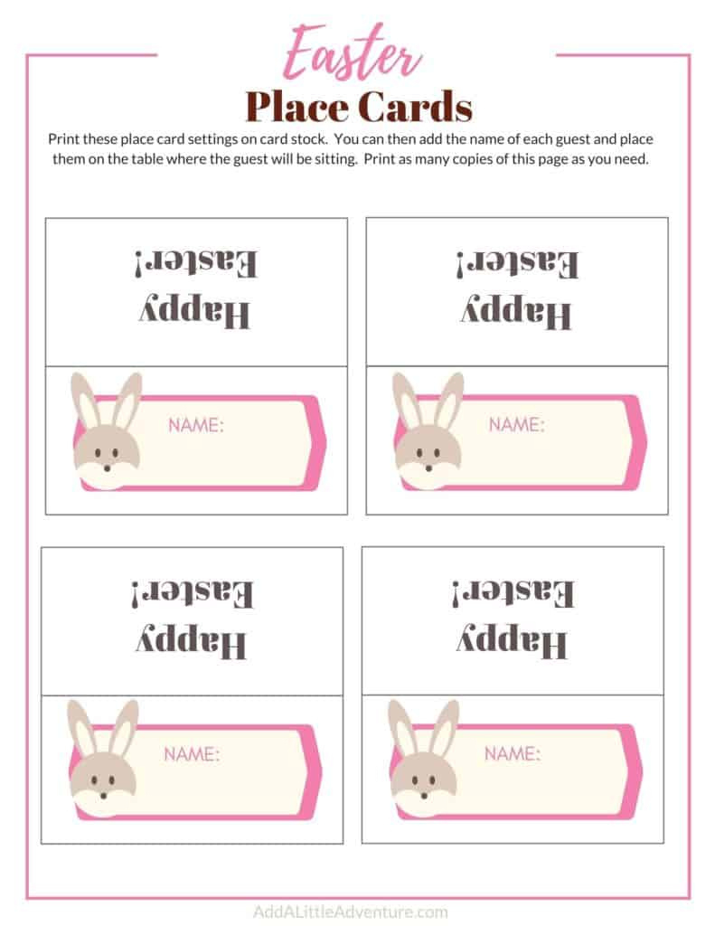 Printable Easter Place Cards - Add A Little Adventure regarding Free Easter Place Cards Printable