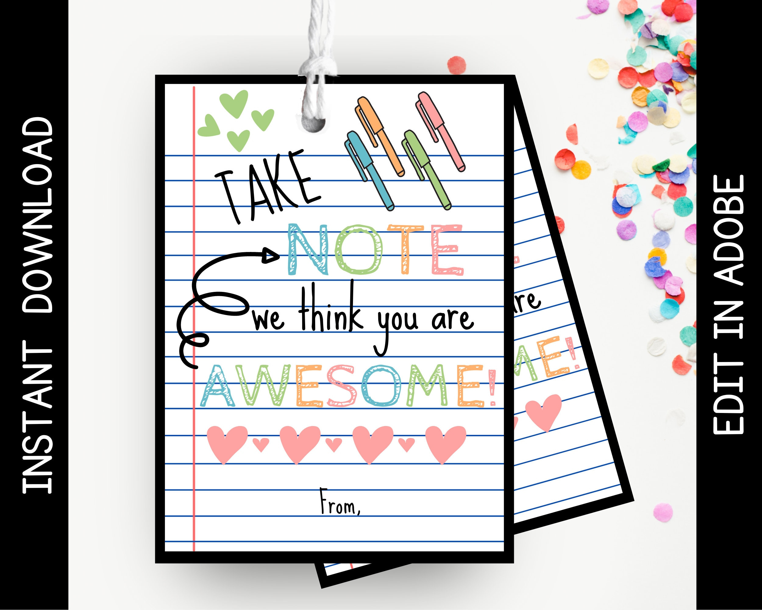 Printable Employee Teacher Appreciation Gift Tag, Take Note You within Take Note I Think You Are Awesome Free Printable