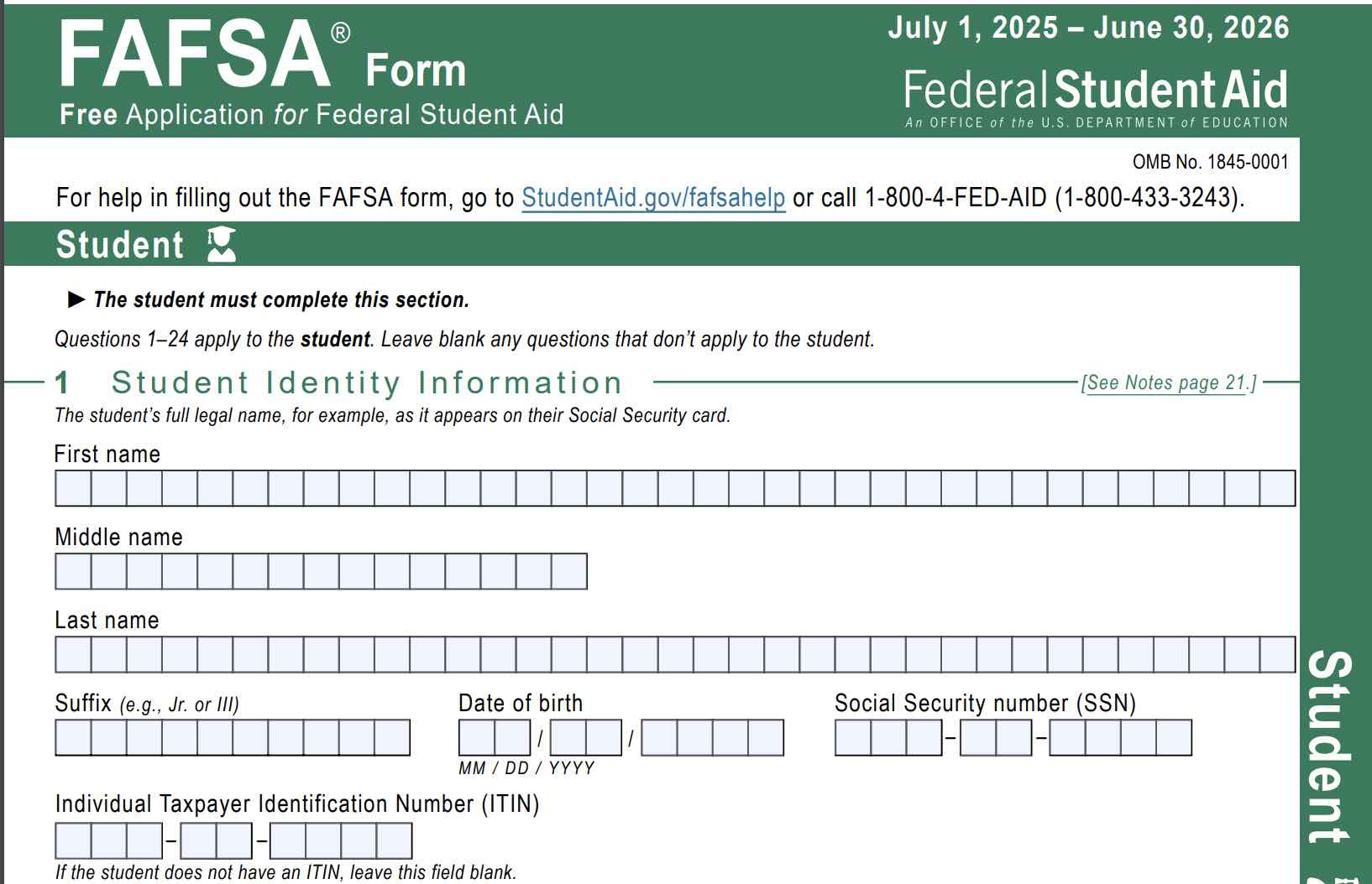 Printable Fafsa Application with Free Printable Fafsa Form