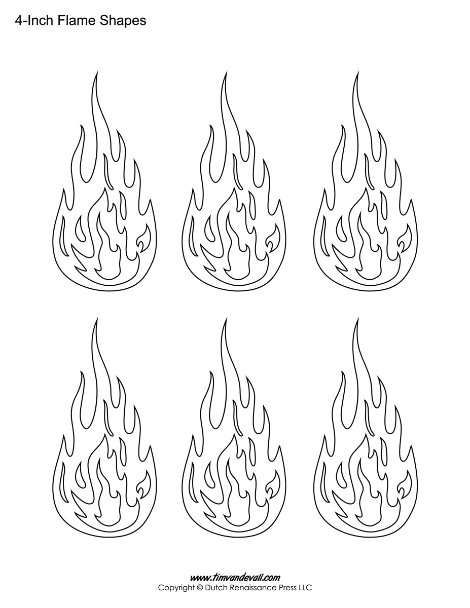 Printable Flame Stickers, Flame Templates, Flame Shapes inside Free Printable Flame Template