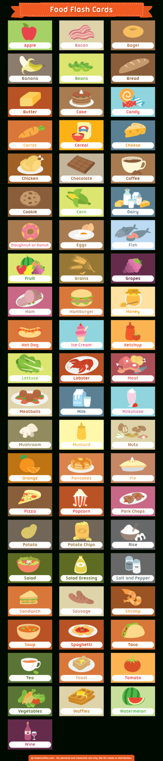 Printable Food Flash Cards for Free Printable Food Cards