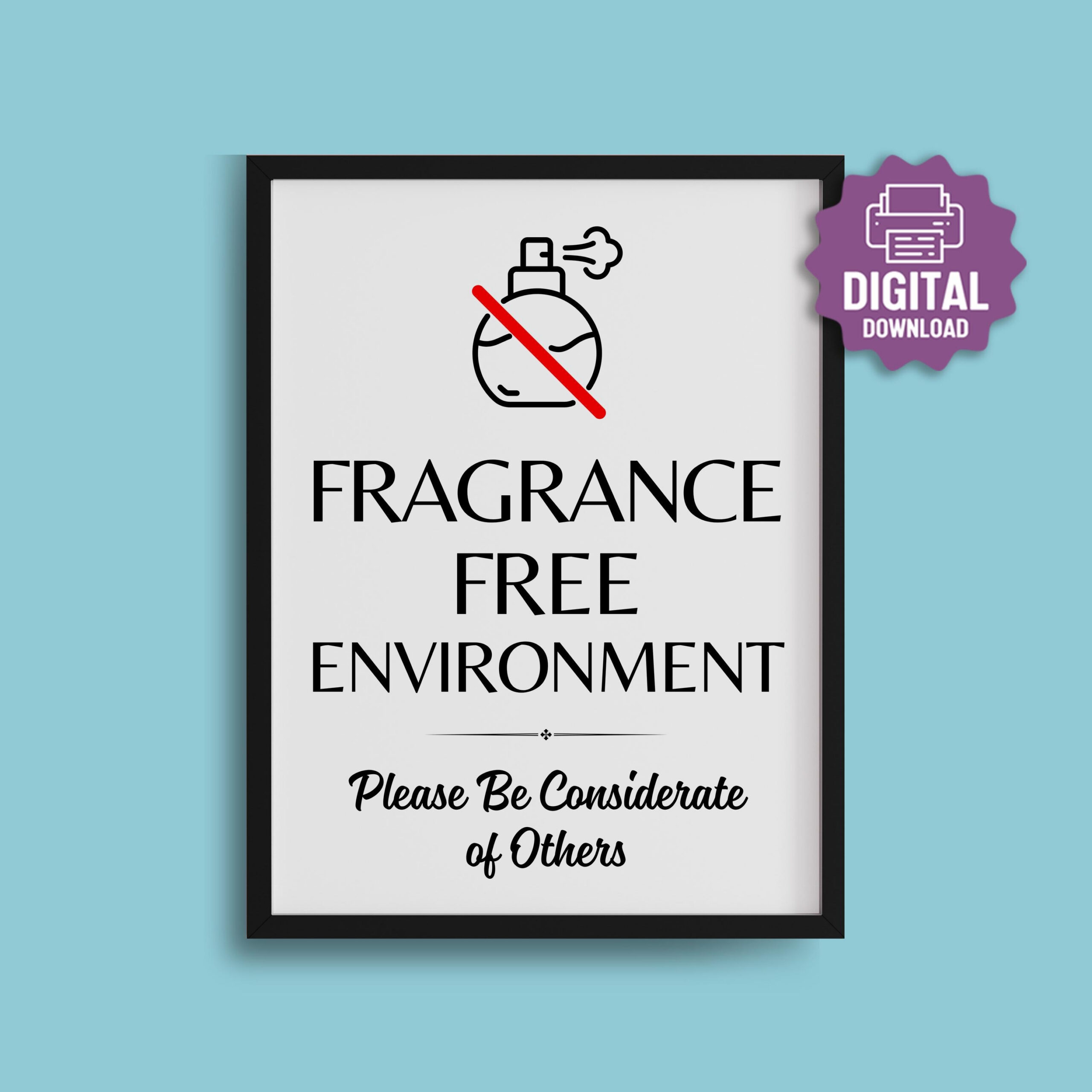 Printable Fragrance Free Sign, Scent Free Health Care Facility for Free Printable Fragrance Free Signs