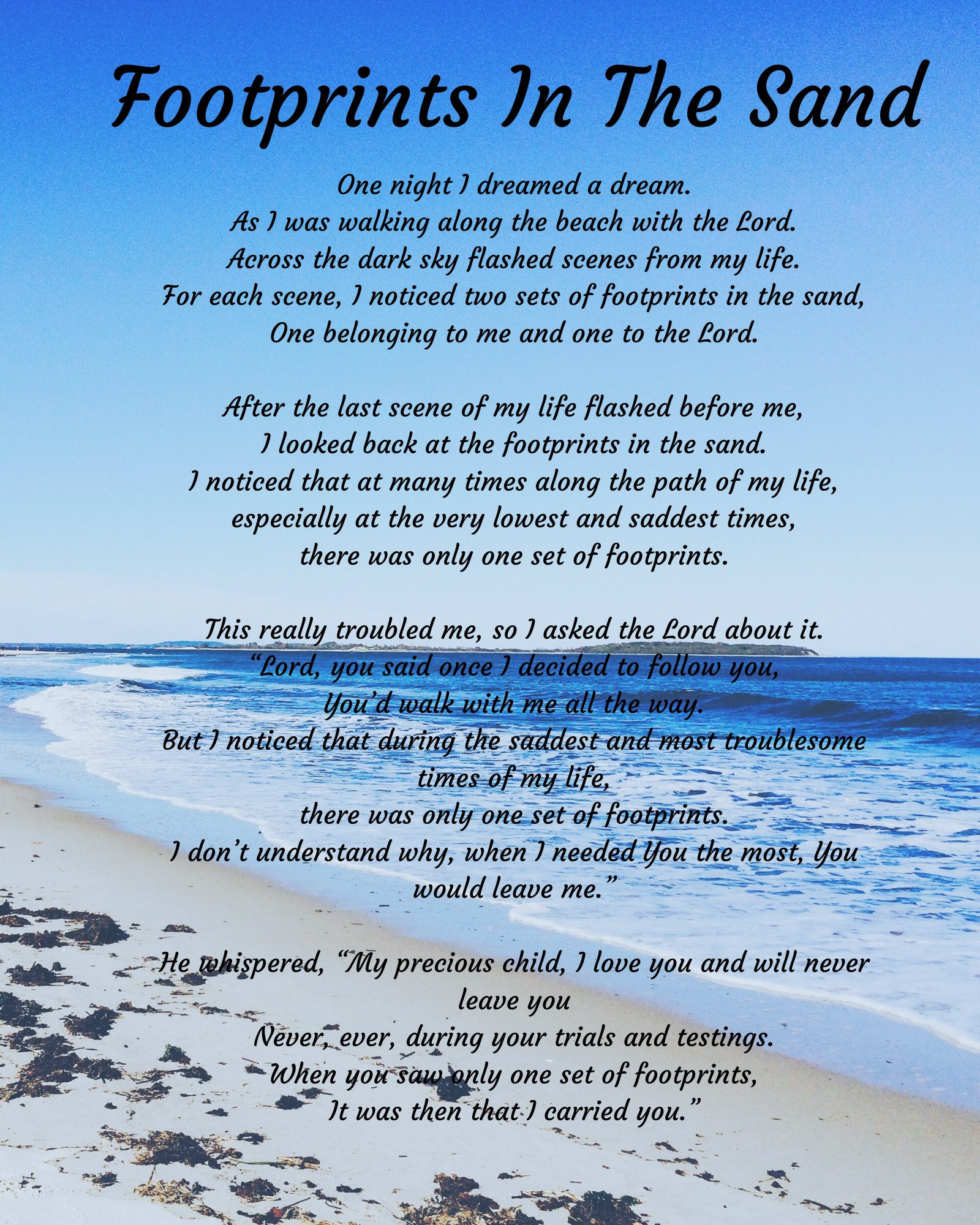 Printable Free Printable Footprints In The Sand - Etsy Uk throughout Footprints In The Sand Printable Free