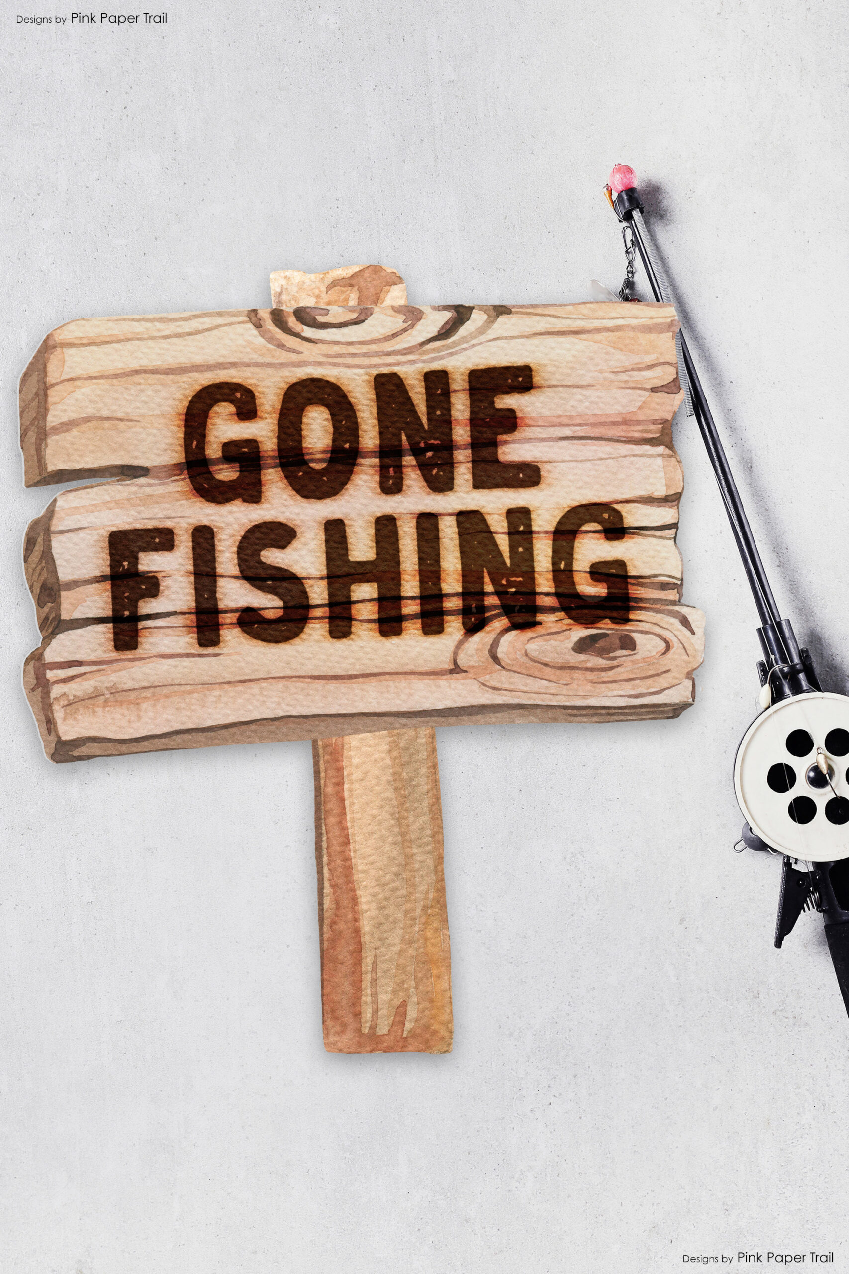 Printable Gone Fishing Party Sign Decoration, Gone Fishing Sign within Free Printable Gone Fishing Sign