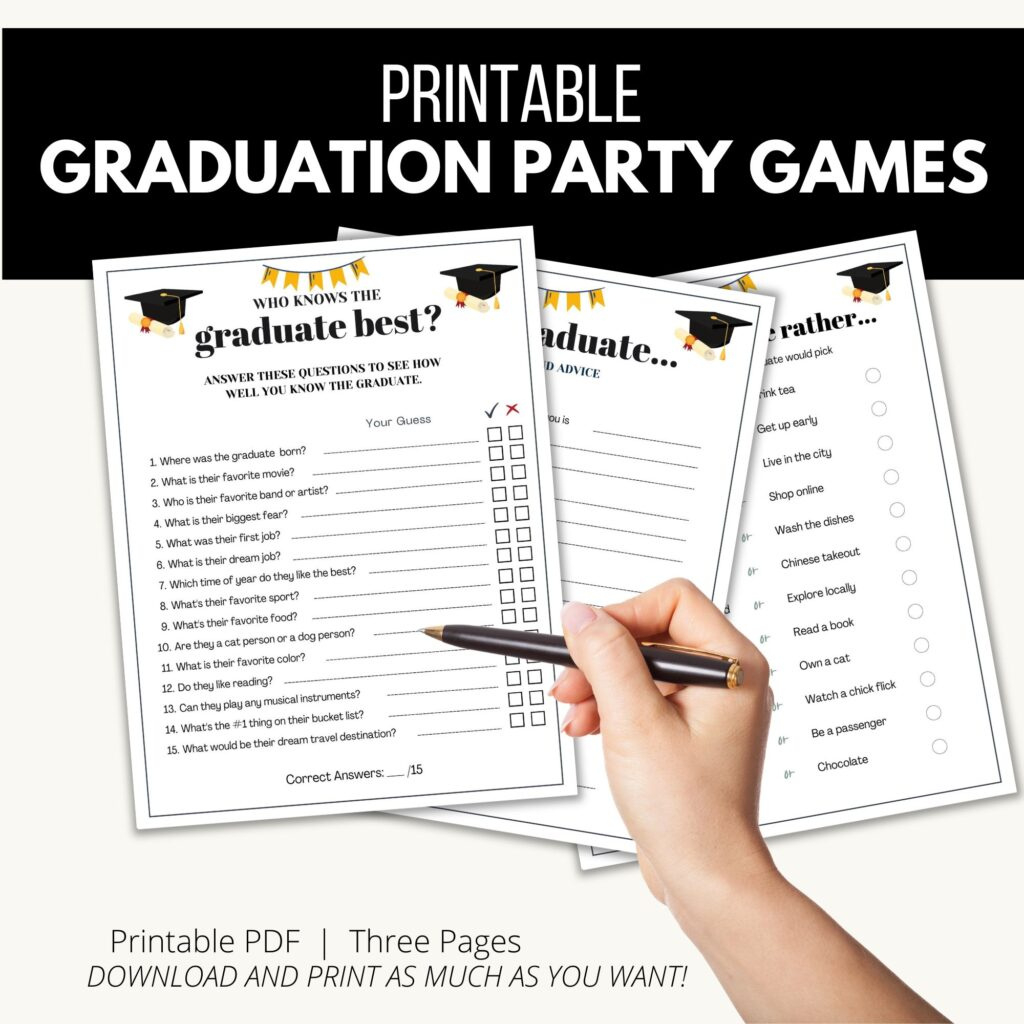Printable Graduation Games - Add A Little Adventure with Free Printable Graduation Party Games