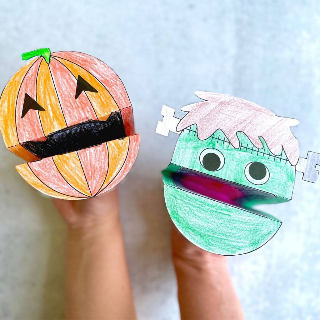 Printable Halloween Puppets - Easy Halloween Coloring Crafts regarding Free Printable Halloween Paper Crafts