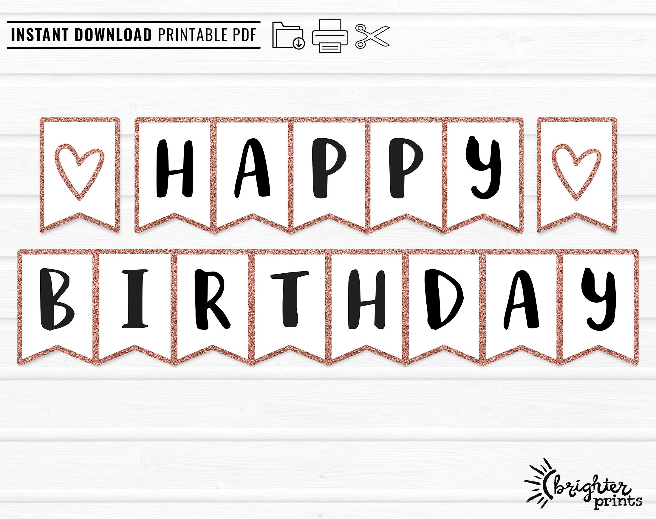 Printable Happy Birthday Banner Instant Download - Diy Download in Free Happy Birthday Banner Printable Pdf