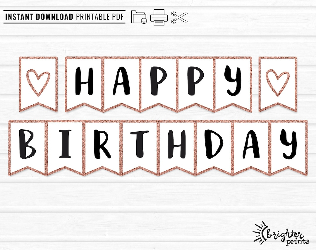 Printable Happy Birthday Banner Instant Download Diy Download throughout Diy Birthday Banner Free Printable