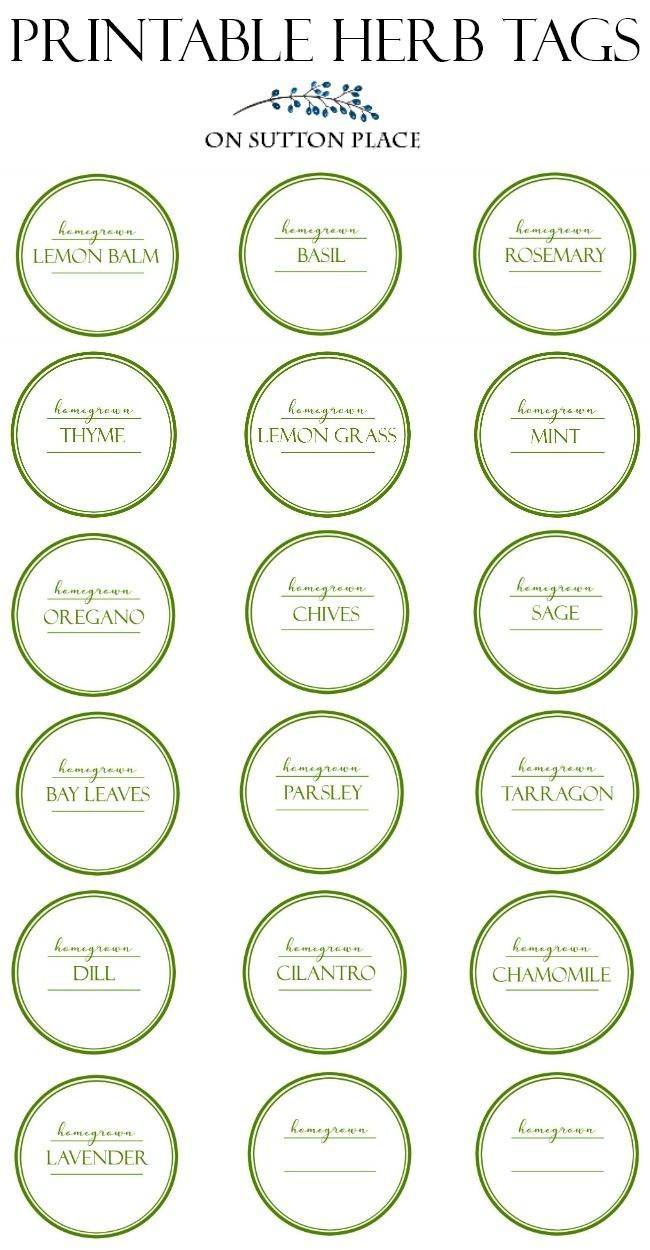 Printable Herb Tags For Storing Dried Herbs - On Sutton Place with regard to Free Printable Herb Labels