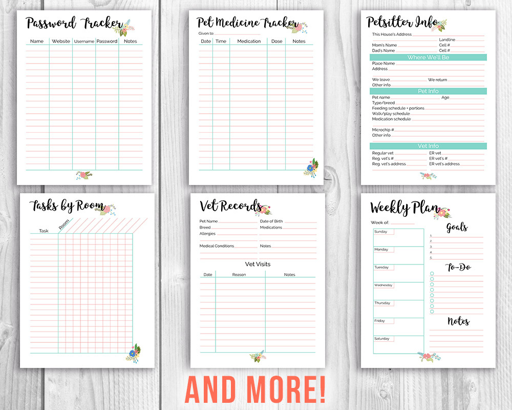 Printable Home Management Binder- Floral for Home Management Binder Free Printables 2018