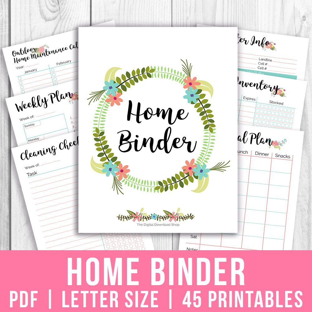 Printable Home Management Binder- Floral within Free Home Organization Binder Printables