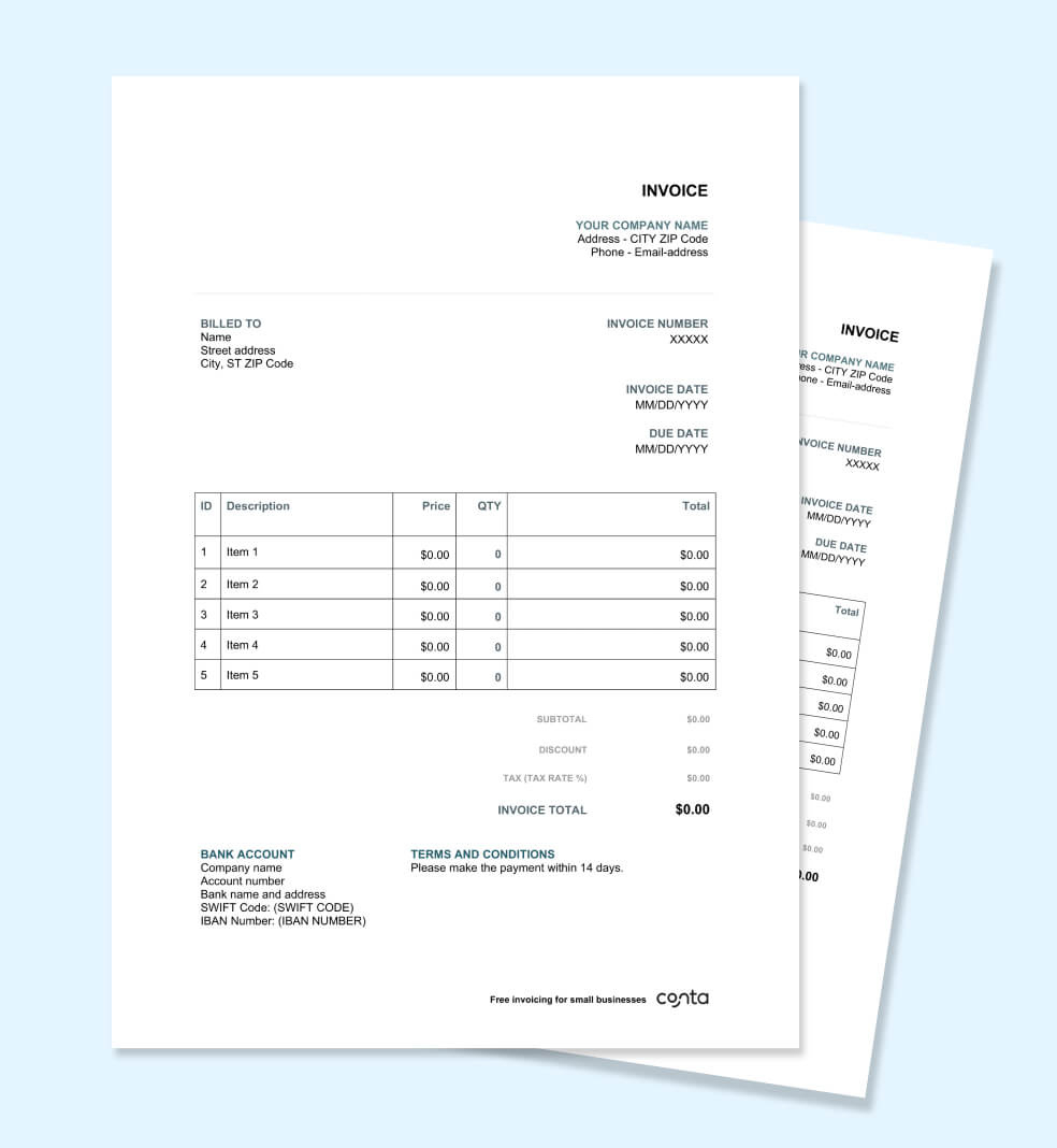 Printable Invoice Template | Free Invoice Format | Excel, Word within Invoice Templates Printable Free Word Doc