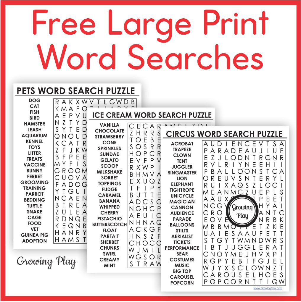 Printable Large Print Word Search Puzzles Free - Growing Play throughout Free Printable Word Search Puzzles Adults Large Print