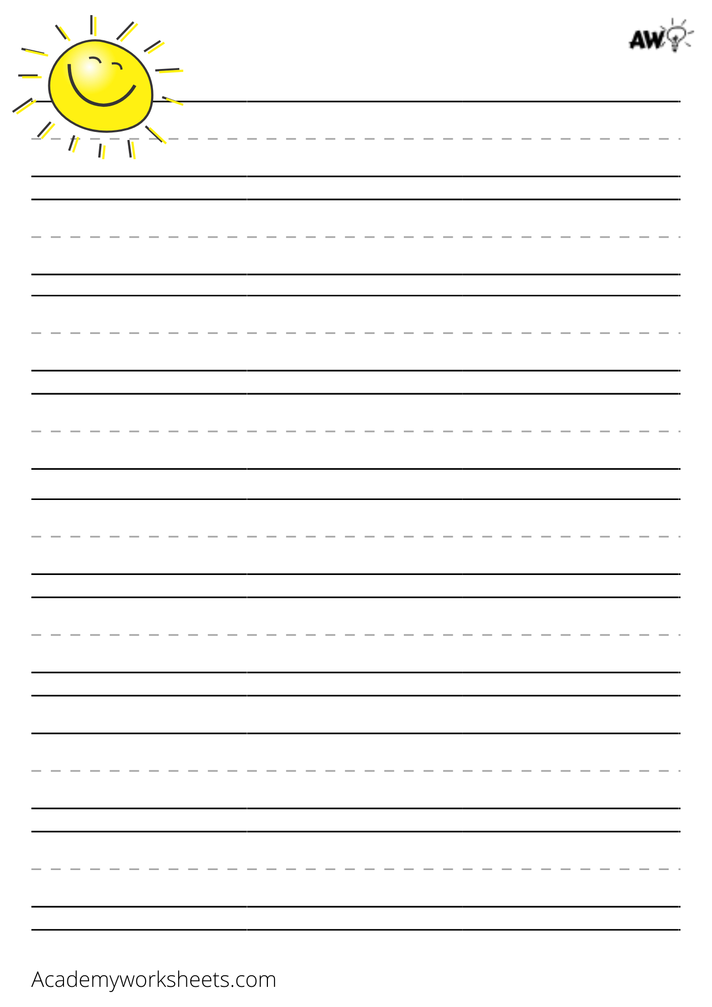 Printable Lined Paper For Kids - Academy Worksheets - Worksheets regarding Elementary Lined Paper Printable Free